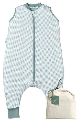molis&co - Baby Schlafsack mit Füßen - Ideal für Frühling und Herbst - Babyschlafsack mit Füßen 1 tog - Leicht gepolstert - 100% Baumwolle (Oeko-TEX 100), Premium Qualität - Vichy Green (120 cm)