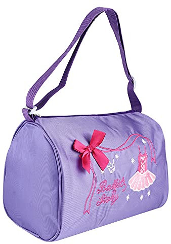 Akozon Mädchen Kindertanz, Rucksack Bestickte Kindertanztasche Ballett Schwimmtasche Erwachsenentasche (Lila)