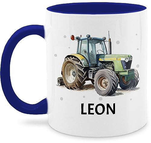 Tasse Tassen 325ml - Trecker Name I Trecker Fan I Traktor Geschenk personalisiert I Geschenk Landwirt - 325 ml - Dunkelblau - geschenkideen für landwirte teetasse einschulung traktoren leon haferl