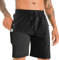 APTRO Herren Badehose Lang mit Kompression Liner Schnelltrocknend Badeshorts Schwimmhose 2 in 1 Badehosen mit Reißverschlusstasche Innenhose Surfen Strandhose Schwarz MK287 L