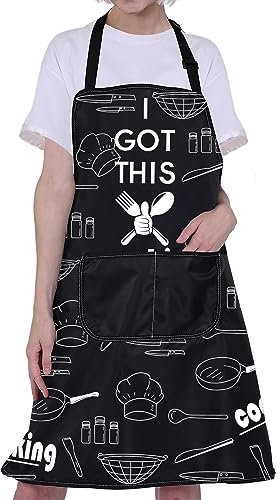 CMNIM I Got This Kochschürzen für Frauen Männer Kochen Küchenschürzen mit Taschen Chef Kochschürze Kochen Liebhaber Geschenke, I Got This Cooking, Medium