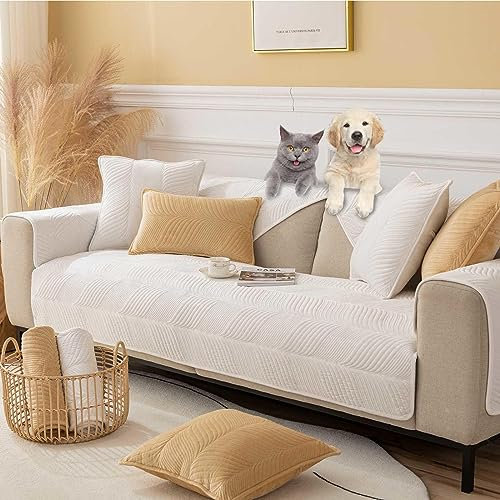 YSZBD Sofa Cover Sofadecken Für Sitzfläche Samt Sofabezug Ecksofa L/u Form Sofaschoner rutschfest Solide Dicke Strukturierte Sofaschoner Für Wohnzimmer Couchbezug,C-90x70cm