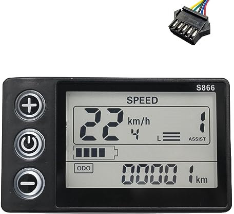 Knadgbft 24 V 36 V 48 V 60 V S866 E-Bike LCD Display Fit für Elektro E-Bike Scooter (SM Stecker 5PIN)