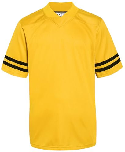 Pullonsy Erwachsene Herren Blank Football Trikots Athletic Football Fans Shirts Praxis Sport Uniform Tops, Schwarz gestreift Gelb Jersey, 3XL