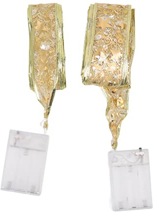 Pilipane Weihnachtsband-Lichterkette, Band-Lichterkette, Goldene Lichterkette – 2er-Pack Goldene, Warmweiße Lichterkette Für Baumschmuck, DIY, Flexibler Kupferdraht