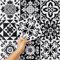 Hode Kitchen Bathroom Tile Stickers Stick on Tiles, Sticky Back Peel and Stick Self Adhesive Wall, Vinyl Waterproof Black and White Moroccan, 50pcs 15x15cm
