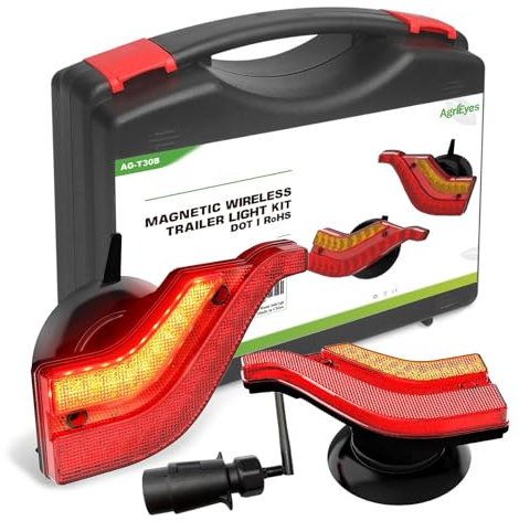 Agrieyes Engel Kabellose Anhänger Beleuchtung Akku, Magnet LED Rückleuchten Anhänger mit Saugnapf, Typ-C-Ladekabel, Rücklicht Anhängerbeleuchtung für Traktor PKW Wiederaufladbare Flyeagle Wireless