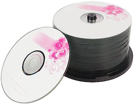 CD-R Blank Discs, 730MB 52X Recordable Disc Blank CDs for Data and Music, Compatible with Most CD-R Drives (50PCS)