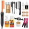 Hot Comb Set 26 Pcs, Electric Hair Straightener Comb Curling Iron for Natural Black Hair Wigs Pressing Combs with Wig Glue Hair Wax Stick Set, Rat Tail Comb ＆Salon Clips
