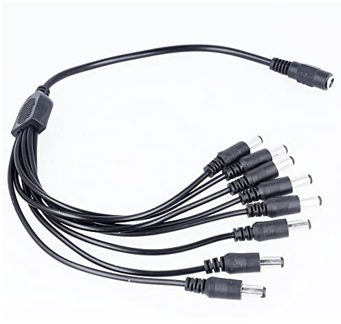 REY CCTV DC Power Splitter Kabel 1 weiblich auf 8 männliche Anschlüsse 5,5 x 2,5 mm