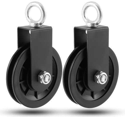 90mm Umlenkrolle für Seile 10mm | 160kg Tragkraft, 360° Drehfunktion & Geräuscharm | Für Fitnessgeräte, Forst & Heimfitness & DIY (2 Stück)