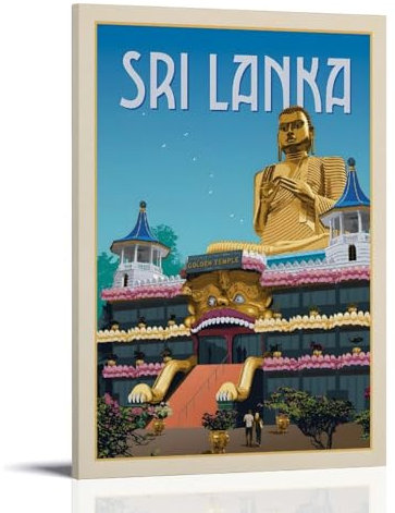 Vintage Reise Sri Lanka Zimmer Wohnzimmer Dekor Moderne ästhetische Wandkunst Geschenk für Freund Bettgestell Stil 9 60 x 90 cm