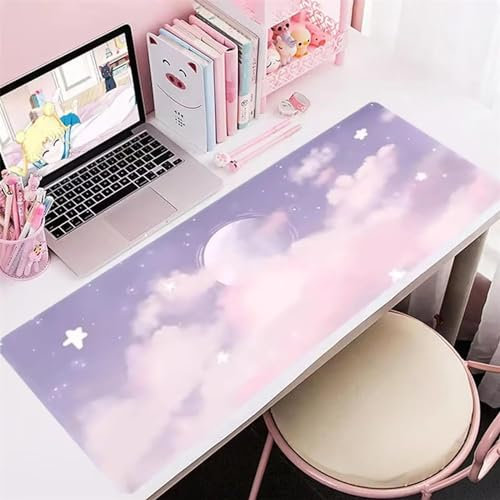 Nuages Violets Gaming Tapis de Souris Extra Large Mouse Mat d'ordinateur Pad de Bureau Surface Lisse et Base en Caoutchouc Anti-dérapant Soft Cloth Idéal pour la Maison et Le Bureau 600x300x2mm