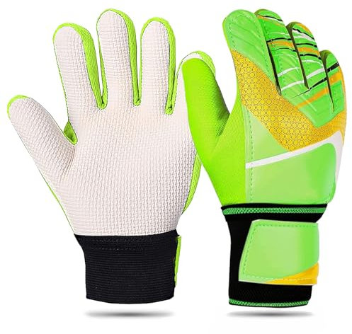 EHIOG Guantes de Portero Junior, Guantes de Entrenamiento para niños y niñas, con Doble Protección de Muñeca y Material de Látex Antideslizante Resistente Al Desgaste,Alto Nivel de Agarre