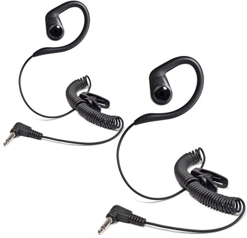 HYSHIKRA Lightweight Soft G-Shape Kopfhörer - 3.5mm Klinke - One Ear - Listen Only Kopfhörer - Headset Walkie Talkie Lautsprecher Mikrofon - 2er Set