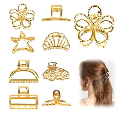Goiern Lot de 8 mini pinces à cheveux dorées pour femme - En métal - Pour cheveux épais et fins