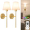 NIORSUN 19.9 inch Battery Operated Wall Light, Gold Rechargeable Wall Lights Indoor with 5200mAh Dimmable Detachable Bulbs and Remote, 9 Colours Wall Lights for Bedroom Living Room Hallway