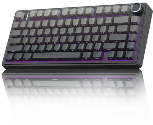 AULA F75 PRO Mechanische Tastatur Gaming,2.4GHz/Type-C/BT5.0 Mechanical Keyboard,Seitlich Graviert,Fünfschichtige Polsterung Struktur,QWERTY,Hot-Swap Kabellos Gaming Tastatur 75 Prozent (Grau)