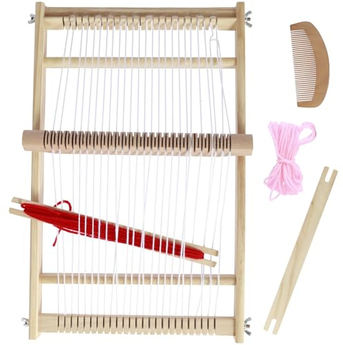 ZFLYCANP Multi-Craft Weaving Loom,Wooden Weaving Creative DIY,Weaving Kit,Weaving Kit Complete Weaving Frame Set with 3 Colors Yarns Hand Weaving Kit for Beginner Kids