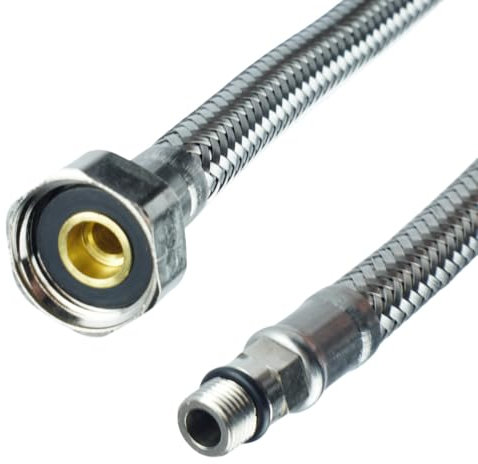 Panzerschlauch Edelstahl Flexschlauch, Wasserhahn, Geflochtener, Flexschläuche Sanitärschlauch, fur Anschlussschlauch Armatur, Waschbecken, 1/2 3/8 (3/8xM10 IG-AG, 60 cm)