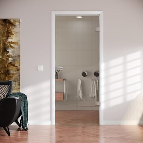 Glasdrehtür Claro – Maßgeschneiderte Glastür aus ESG Sicherheitsglas (Floatglas 8mm, standard, Breite x Höhe: 709 mm x 1972 mm)