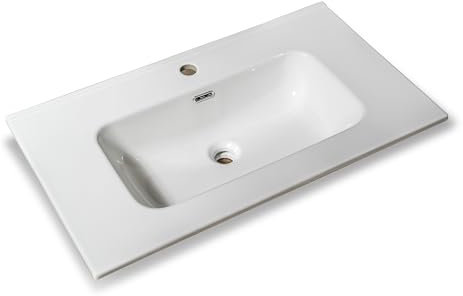 NORBE Lavabo ad Incasso (90x46 cm) in Ceramica | Lavandino Design Moderno vasca rettangolare | Finitura Bianco Lucido | Lavamani senza Piletta | Bacinella Sanitari Bagno (91 x 46 cm)