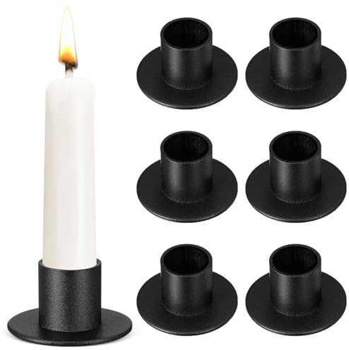 Gulfmew 6 Stück Stabkerzenhalter Kerzenhalter für Stabkerzen Kerzenständer für Tischkerzen Tafelkerzen Kerzeneinsatz Kerzenhülsen aus Metall für Wohn Esszimmer Raumdekoration(Schwarz)