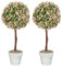 HOMCOM Set of 2 Decorative Artificial Plants, Murraya Flowers in Pot, Fake Plants for Home Indoor outdoor Decor, 60cm, Cream White