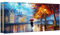 WENGTIAO Ville au Bord de la Rivière Tableau Decoration Murale Encadré Grande Toile Peinture Couple avec Parapluie Sous un Réverbère Decoration Murale Salon Maison Deco Chambre 50x120cm