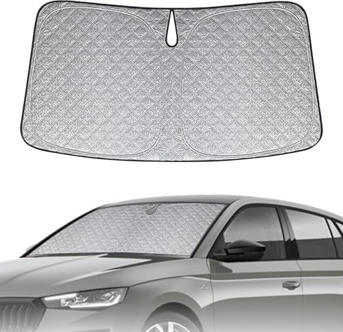 Sonnenschutz Auto Frontscheibe Ersatz für Skoda Octavia NX 2019-2025, Auto Windschutzscheibe Sonnenschutz Innen, Faltbar Sonnenschirm Auto UV Schutz Reflektierender Staub Schutz Sonnenschutzfolie