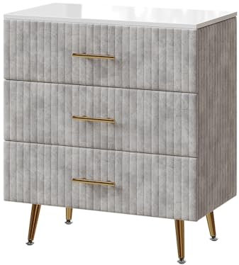 Vicco Commode Velia, Gris, 70x78.5cm avec 3 tiroirs