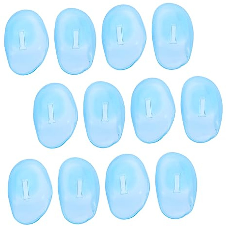 Auditivos de Silicona Reutilizables para Teñir Cabello, 12 Piezas | Color Azul, Diseño Cómodo, Uso en Casa y Salón, Cubre Oídos para Tintes