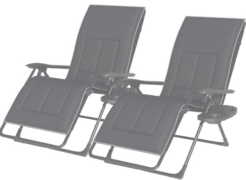 DELONGKE Liegestuhl Klappbar mit Getränkehalter, Sonnenliege Klappbar Gartenliege Wetterfest, Sonnenliegen Relaxliege Verstellbare Rückenlehne, bis 160kg, Liegestuhl für Balkon Garten (2 Stücke)