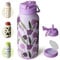 bottlebottle BOTTLE BOTTLE Edelstahl Trinkflasche 1L mit Strohhalm – Auslaufsichere Isolierflasche für Sport & Fitnessstudio, mit Pillenfach, BPA-frei, doppelwandig (Lila Tulpen)