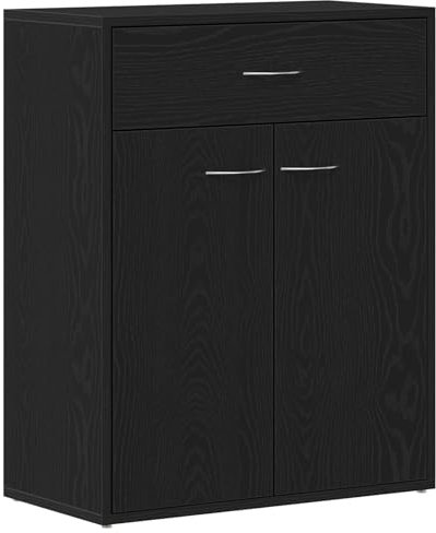 vidaXL Credenza Moderna in Rovere Nero con 1 cassetto e 2 Porte, unità di archiviazione Elegante per Soggiorno o Uso Interno, mobili in Legno ingegnerizzato Contemporaneo Compatto Geometrico