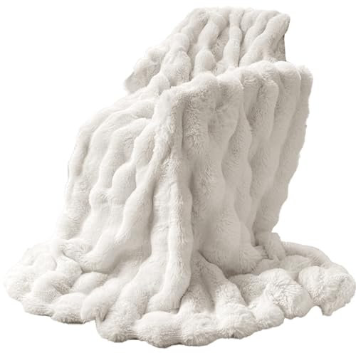 Liummrcy Coperta inverno termico addensato a doppia facciale da 51x63 poliestere coperte di colore massiccio di colore morbido per il divano del divano del del sede per ufficio, bianco, bianco