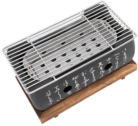 ANGGREK Japanese Style BBQ Grill, Portable Charcoal Stove Mini Hibachi Grill for Yakiniku Yakitori with Wire Mesh Grill and Base for Camping Picnics Family Gatherings (M)