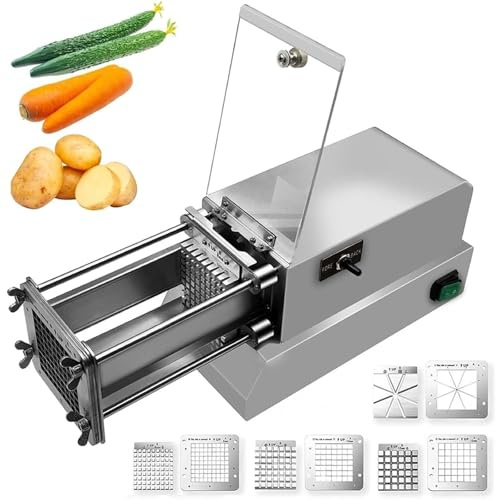 JKJZSALJ Electric French Fry Cutter,French Fry Cutter Stainless Steel with 4 Blade,Stainless Steel Potato Chopper French Fries Cutter Automatic Potato Cutter,Suitable for Potato Carrot Cuc