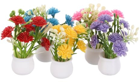 KOMBIUDA 5 Stück künstliche Blumen -Mini -Landschaftsausstellung blumentopf puppenhaus Mini Künstliche Blumenpflanze