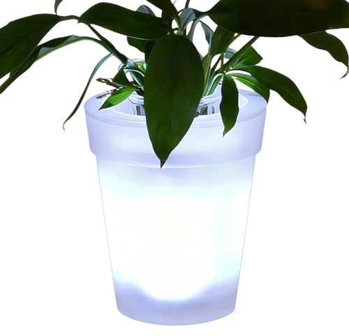 Krmoau Flower Pot Light, LED Waterproof Garden Lights, Solar Powered Planter with LED, for Lawn Path, Garden, Patio, Home & Birthday Gift Ideas
