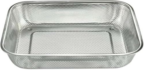 PNJB Perforated Draining Basket Tray, Multi-Purpose, Mesh Colander, Perfect for Washing, Draining & Straining Fruits, Vegetables, Pasta and Kitchen Prep, Rectangular Tray