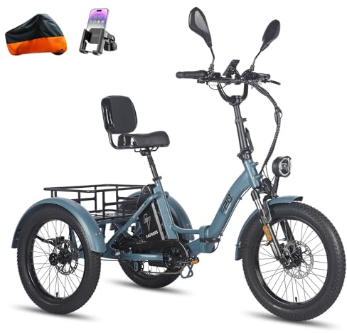 Fafrees F20 Mate Dreirad e Bike Klapprad, E-Bike 3 Rad 48V 23.45Ah Akku, Elektro Dreirad 20 * 3.0 Zoll, Hydraulischer Bremsstarter, Lasten ebike für Erwachsene