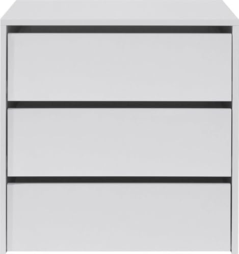 Masseno Kommode MIRA 60 cm Sideboard mit 3 Schubladen und Türen für Wohnzimmer Schlafzimmer Modern 60x45x60 cm Weiß/Weiß