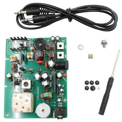 Ticha AM-Sender-Kit, Radio-Mittelwellen-Sender einstellbar 530-1600KHZ DIY für Schulexperimente, 20-500 MW, 2-5m Antenne, 3,5 mm Toneingang, PCB-Material