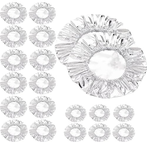 Aluminium Kitchen Foil Bowl Covers with Elastic, Reusable Food Insulation Covers, Heat Retention, Oil-Resistant, 20cm Diameter, Fits Plates, Bowls and Containers (20 PCS)