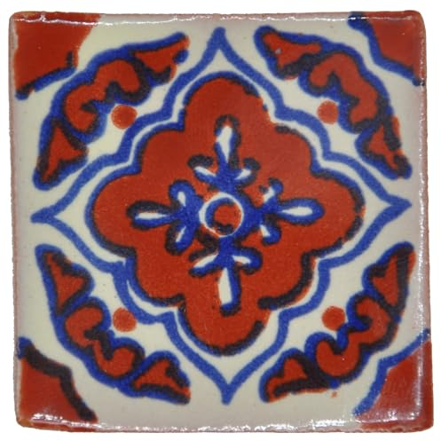 Tumia LAC Handmade Mexican Talavera Tile - Authentic Style Dani Ceramic Tiles for Crafts, Backsplashes and Home Improvement - 10 Pack