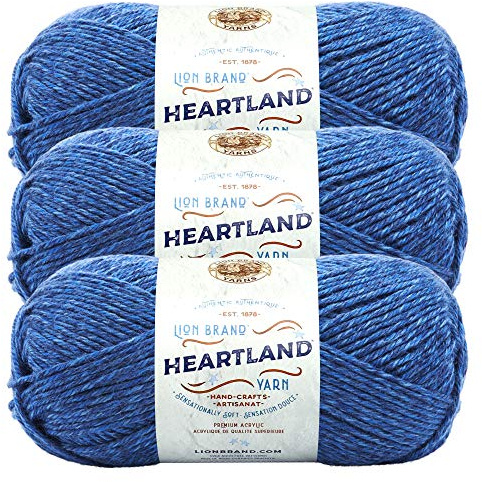 Lion Brand Yarn, Heartland Crochet Yarn, Olympic, Blue, 3 Pack