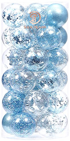 Sea Team 60mm/2.36 Feine dekorative Kleinigkeit mit Gemälde & funkelndem Weihnachtsbaumschmuck als Thema, Christbaumkugel-Set—30 Stück