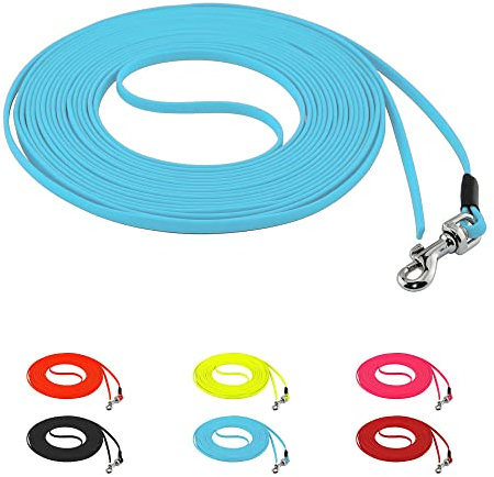 LENNIE Ultraleichte BioThane Schleppleine für Hunde/Katzen bis 3 kg, 5 mm LACE, 7m lang, ohne Handschlaufe, Cyan/Türkis, genäht