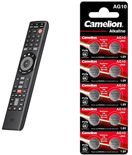 One For All Smart Control 5 Universal Fernbedienung - Steuerung von 5 Endgeräten - Funktioniert mit Allen Herstellermarken & Camelion Alkaline Knopfzellen ohne Quecksilber (1,5 Volt, 10er Pack)